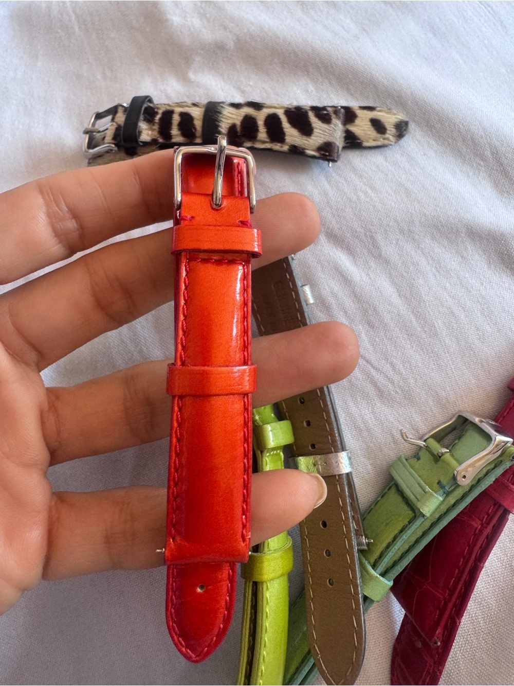 Michele Orange Red Patent Leather Watch Strap